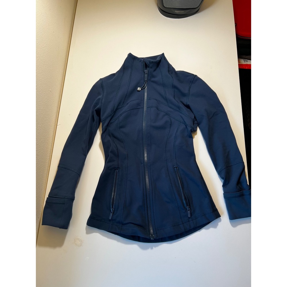 Lulumelon Womens Define Jacket 0 Navy Athletic Yoga Gym Full Zip Run